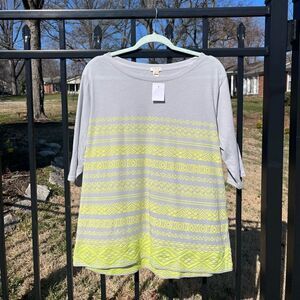 J Crew Neon Aztec Embroidered Cotton Top NWT